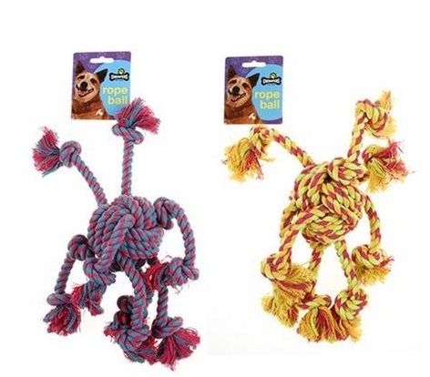 Dog Rope Ball 10cm with 8 bonerope Tug Toy 35cm