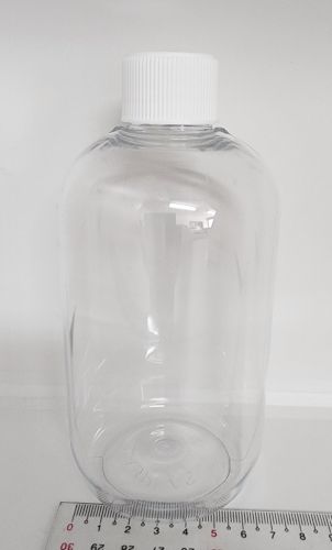 Plastic Bottle 500ml clear with white lid 75mm diam x 150mm tall